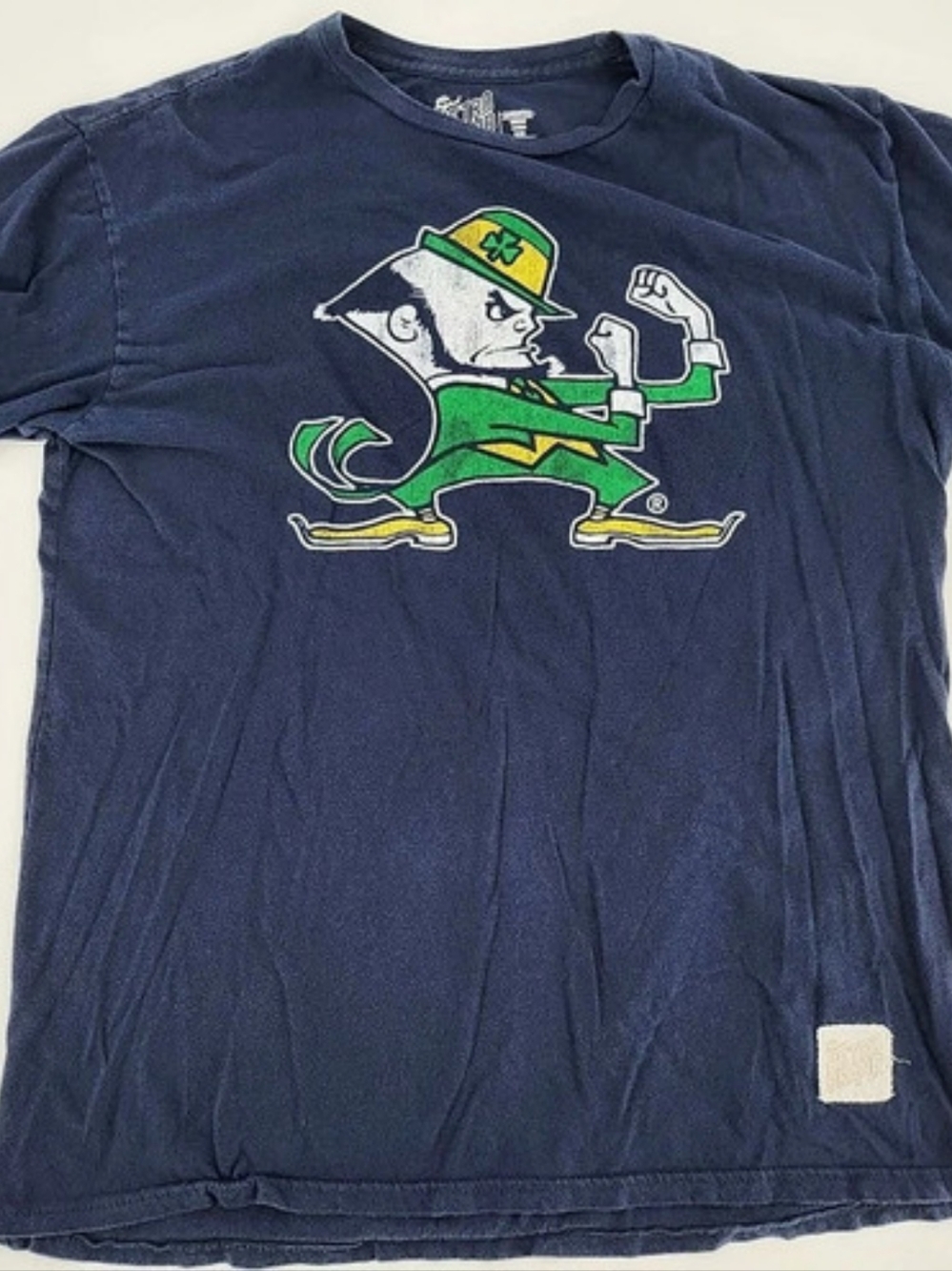 Retro Notre Dame Irish T-Shirt Blue Large